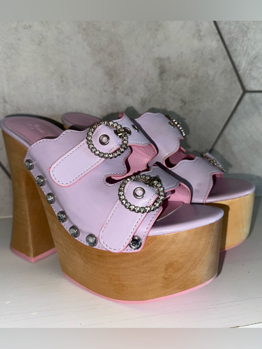 Dolls Kill Sugar Thrillz Totally Wavy Platform Mules Sz 7 Rare and Hard To Find